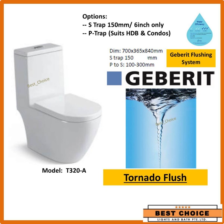 VERA Geberit Rimless Tornado Flushing System Toilet Bowl WC Bathroom White A032T Suitable for