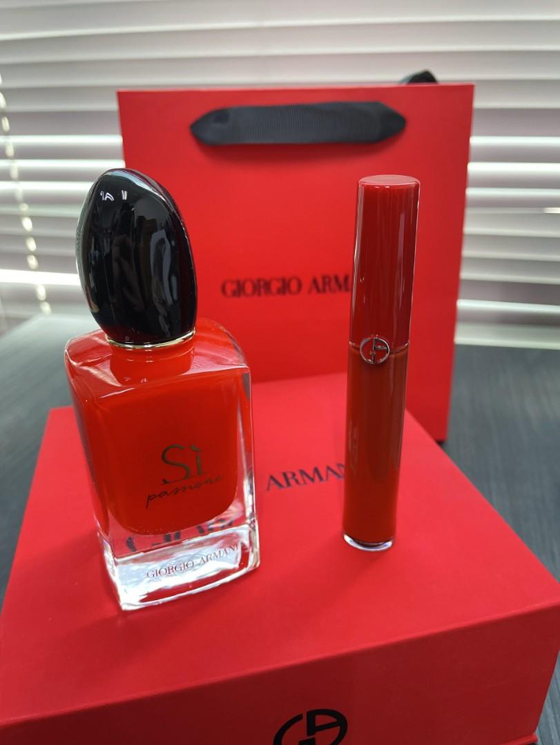 GIORGIO ARMANI RED BOX SI PASSIONE 405 SET WITH PAPER BAG
