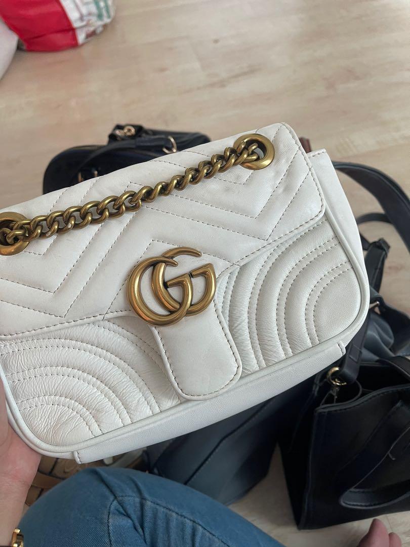 Gucci marmont in white Luxury Bags Wallets on Carousell