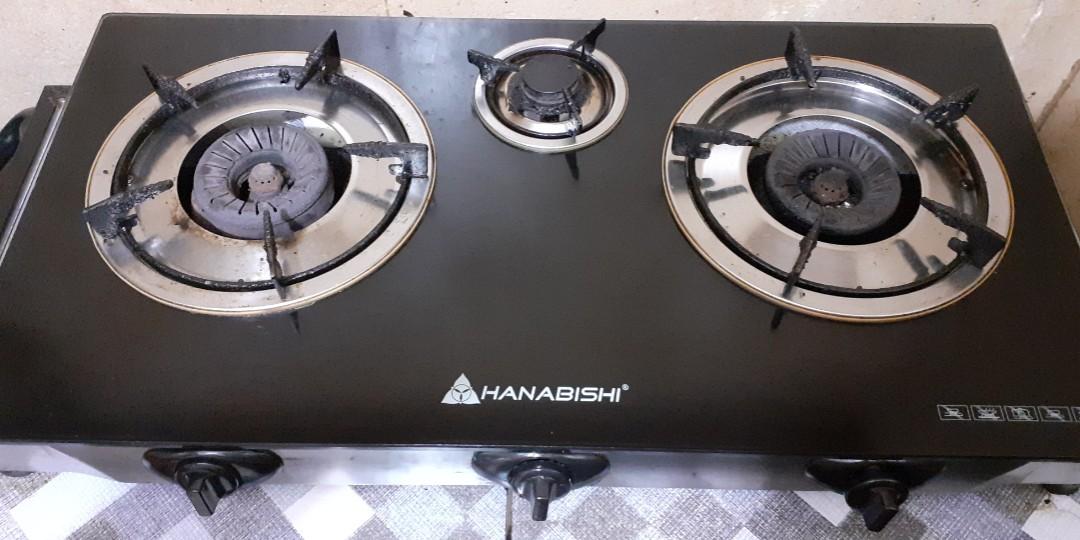 HANABISHI 3 Burner Gas Stove (Tempered Glass), TV & Home Appliances, Kitchen Appliances, Other