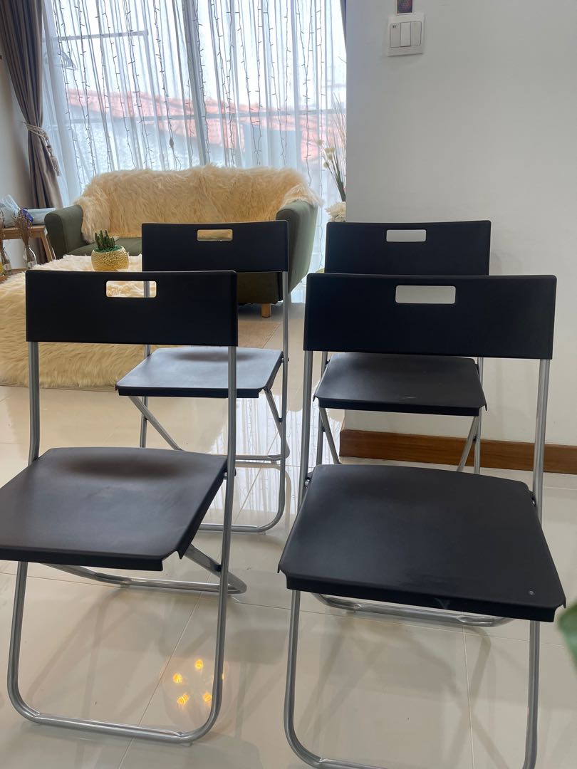 IKEA black plastic chairs for sale 5 each, Furniture & Home Living