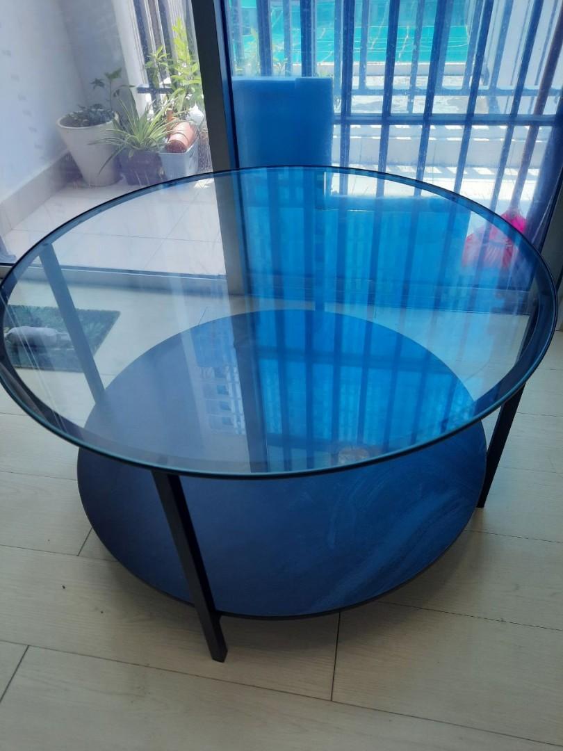 Ikea Glass round coffee table, Furniture & Home Living, Furniture