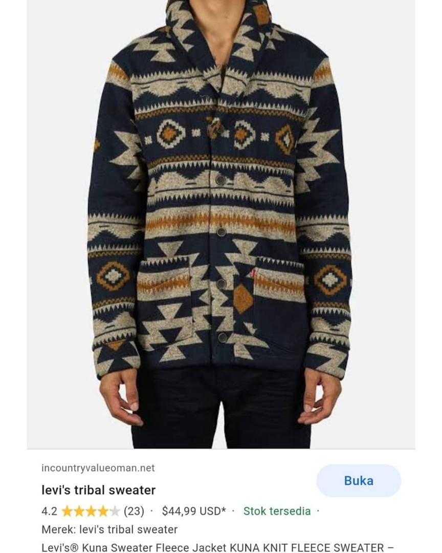 Levi s Kuna Tribal Sweat Fleece Cardigan Fesyen Pria Pakaian Baju Luaran di Carousell