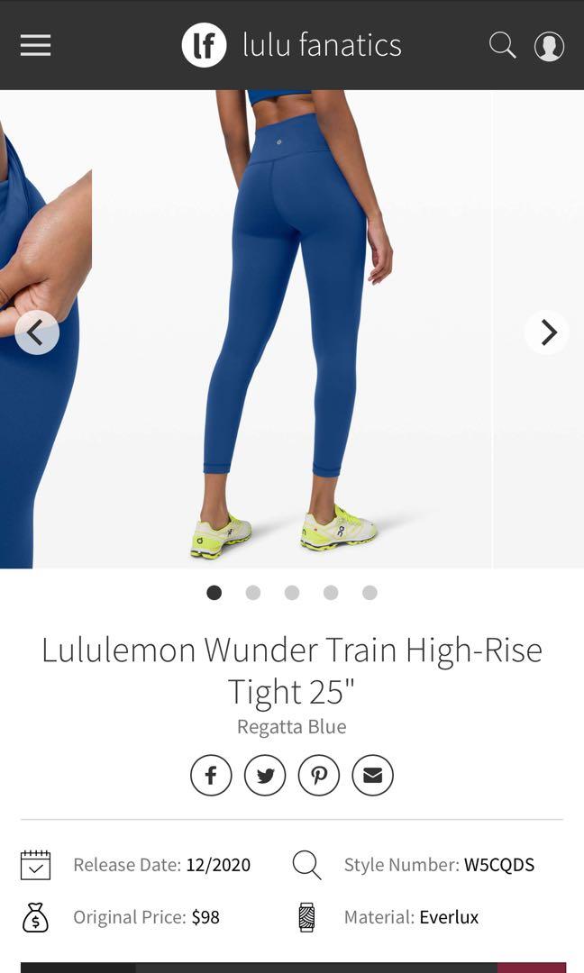 NEW Women Lululemon Wunder Train High-Rise Tight 25 Regatta Blue Size 6