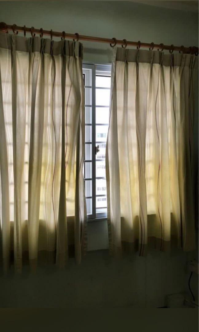 Curtains (Category: Curtains & Blinds) located in Singapore. Submitted by cylam (Listing ID 1108968421, Image 1). Description: Generally in good condition. Overall Dimension : 1530mm (W) x 1530mm (H). Approx. 2 x 765 (W) x 1530mm (H). Self pickup. .