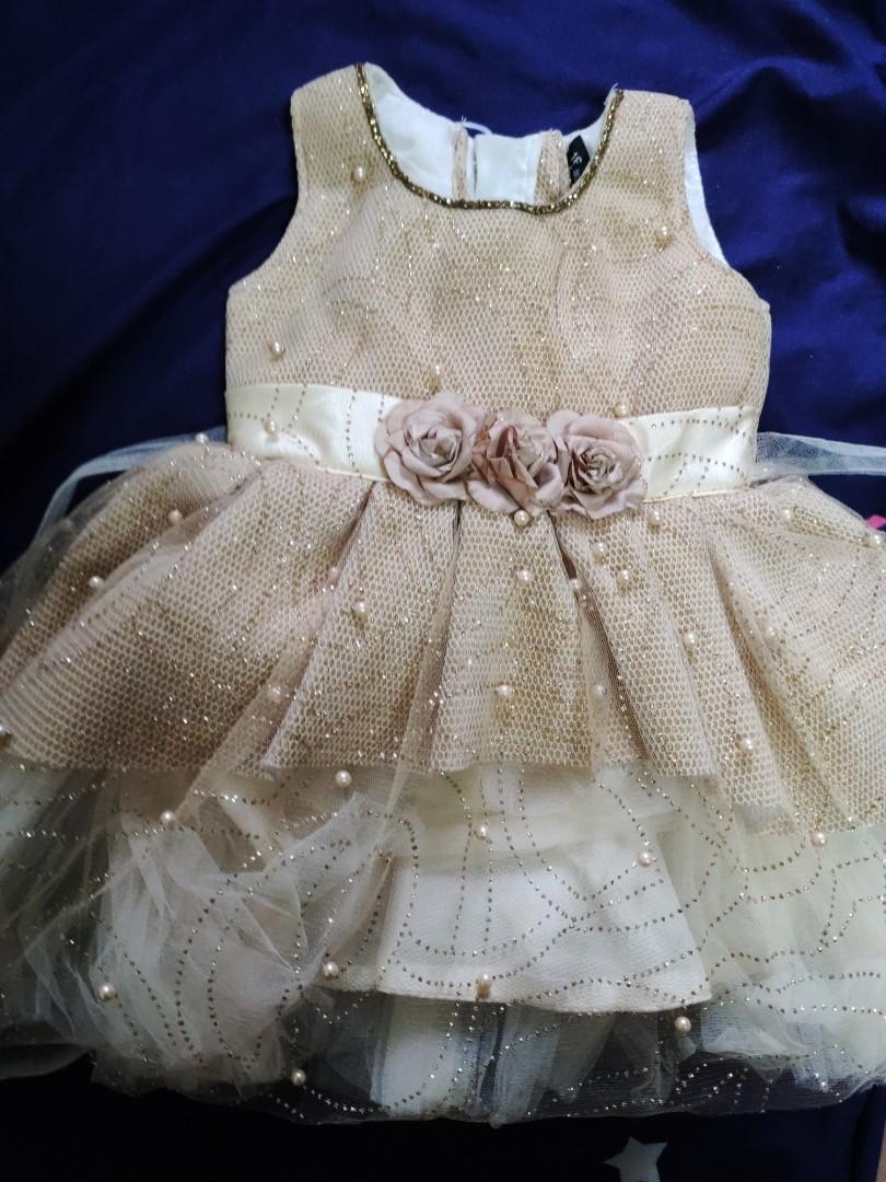 Gold colour party best sale frocks