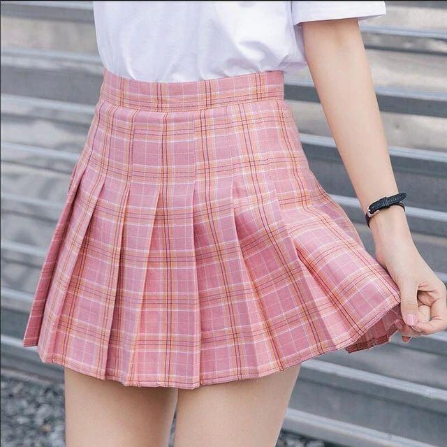 pink plaid tennis skirt