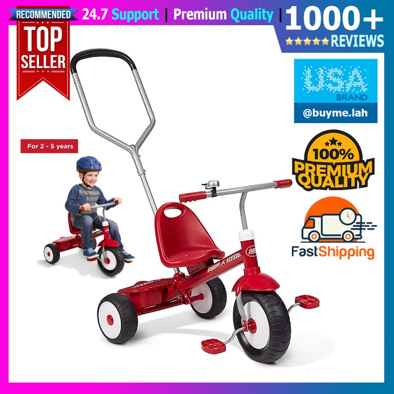 Radio Flyer 2 TRIKES IN 1 Deluxe Steer and Stroll Trike, Red, Babies