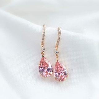 SALE!!! 3ct sapphire birthstone earrings with .24ct diamonds 14karat rose gold setting