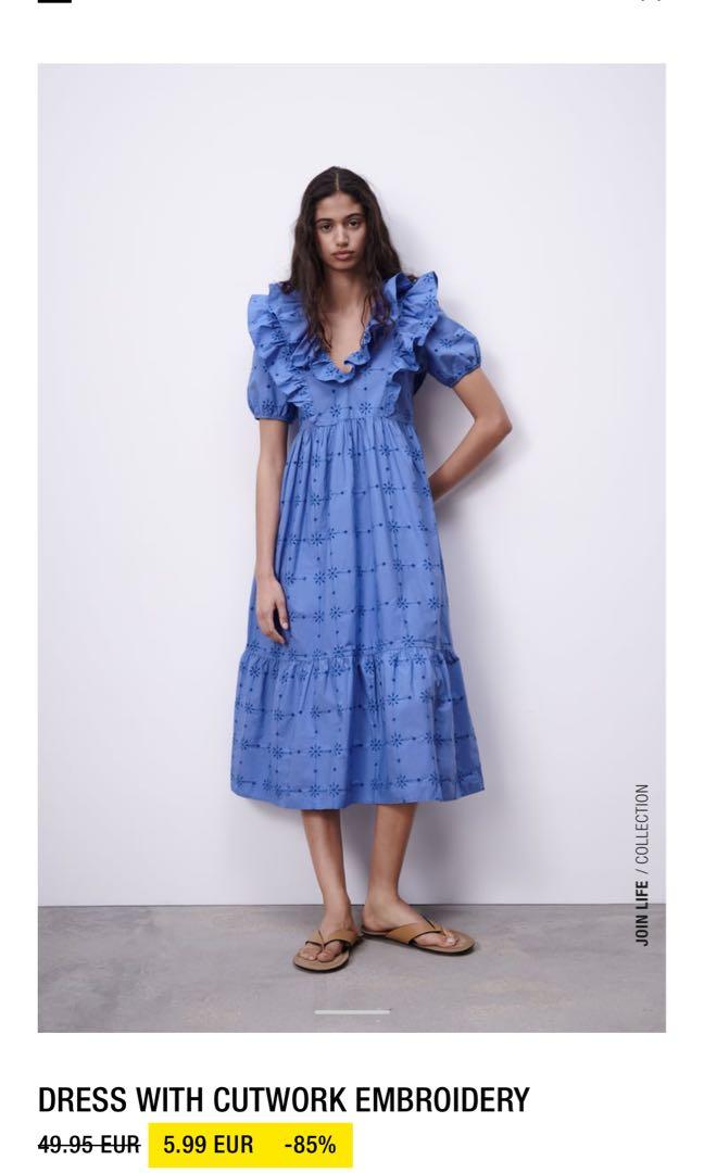 Dress with cutwork embroidery zara discount