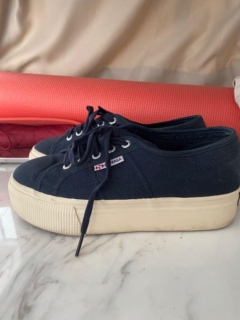 Superga flatform navy almost new size 38 Women s Fashion