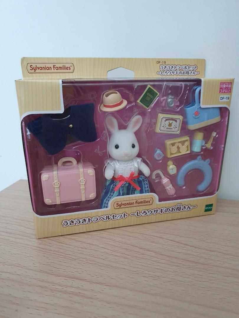 Sylvanian families travel luggage white rabbit set, Hobbies & Toys