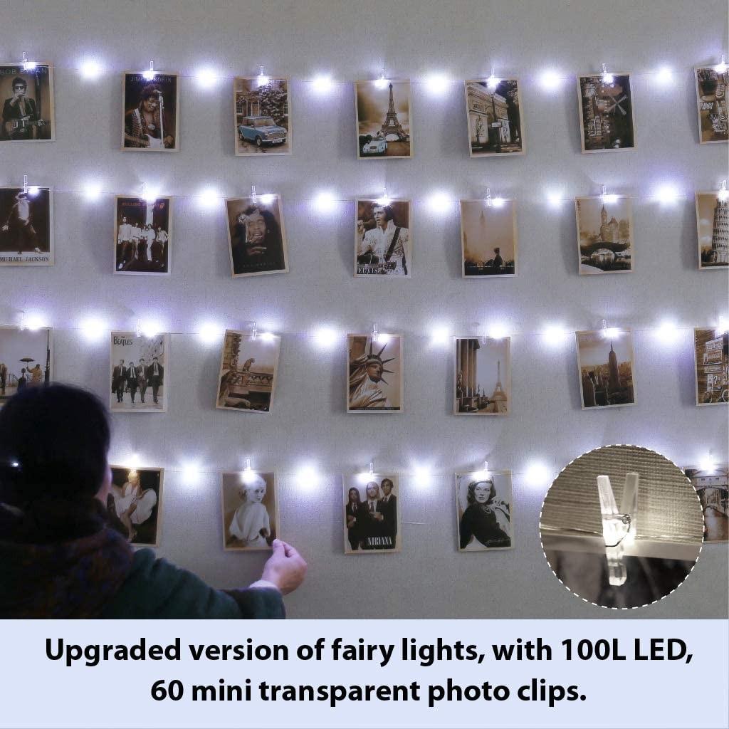 Photo Clips String Lights 33Ft 100LEDs Fairy Light with Clips Hanging  Pictures