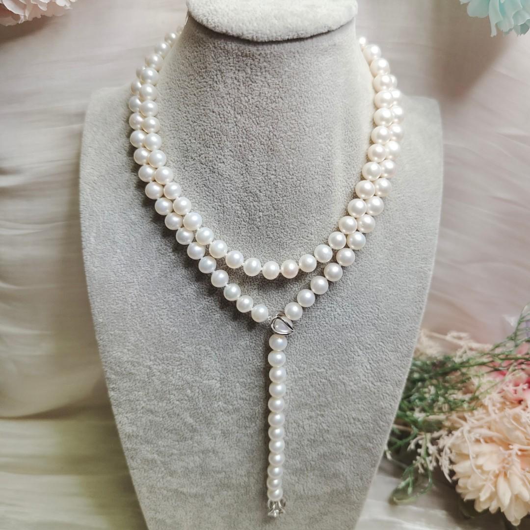 Real white pearl necklace sale