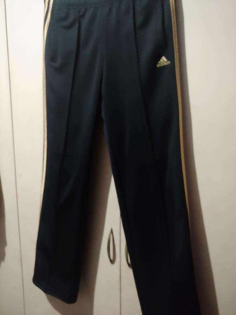 Adidas Track pants . Black and Gold 3 lines/ Stripes, Men's Fashion,  Activewear on Carousell