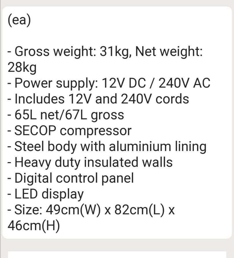 Aldi Adventuridge AC Home DC Car Portable Fridge Freezer 65 Liters, TV