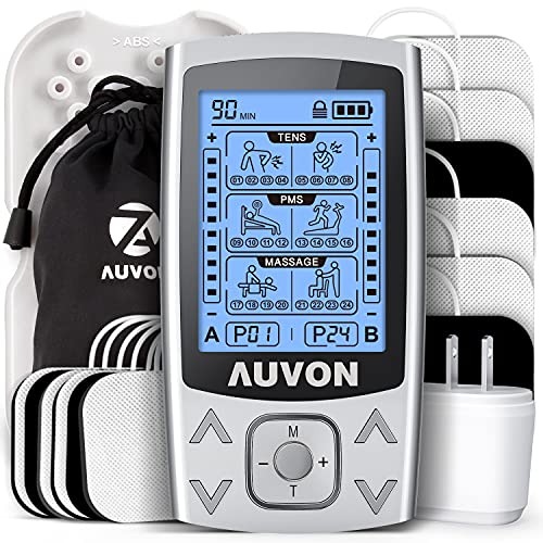 AUVON Dual Channel TENS EMS Unit 24 Modes Muscle Stimulator for Pain  Relief