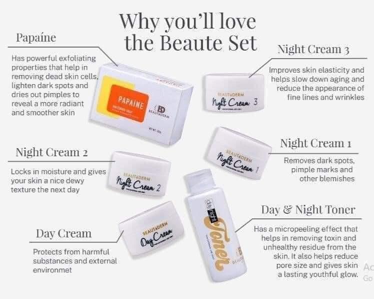 BEAUTéDERM Travel Set (Category: Face Care) located in Pasay City. Submitted by o_shoppe (Listing ID 1109326629, Image 1). Description: Try the 7 day Beauté Challenge! 💙 BEAUTéDERM's Best Selling Beauté Set is for Men and Women. We don’t promise an OVERNIGHT result but you can see amazing transformation in as early as 7 days! ❤ BEAUTéDERM Beauté Set is all Natural from plant extracts 💕 Beauté Set helps moisturize, revitalize and restores ski