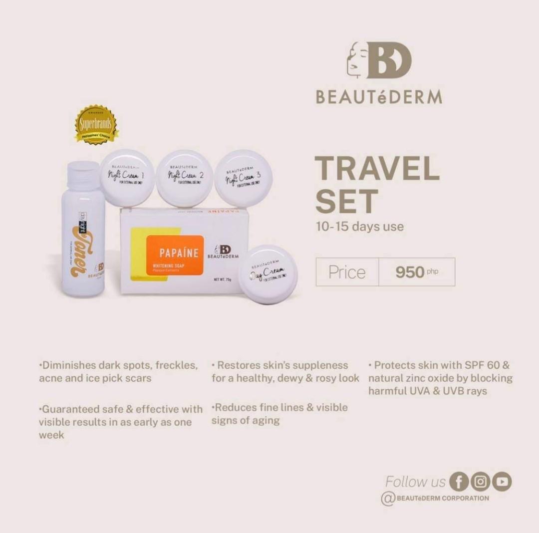 BEAUTéDERM Travel Set (Category: Face Care) located in Pasay City. Submitted by o_shoppe (Listing ID 1109326629, Image 2). Description: Try the 7 day Beauté Challenge! 💙 BEAUTéDERM's Best Selling Beauté Set is for Men and Women. We don’t promise an OVERNIGHT result but you can see amazing transformation in as early as 7 days! ❤ BEAUTéDERM Beauté Set is all Natural from plant extracts 💕 Beauté Set helps moisturize, revitalize and restores ski