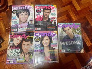 (Bundle of 7) CANDY MAGAZINES with ZAC EFRON, SELENA GOMEZ, TAYLOR LAUTNER, KRISTEN STEWART, LOGAN LERMAN, AND ASHLEY TISDALE on the cover