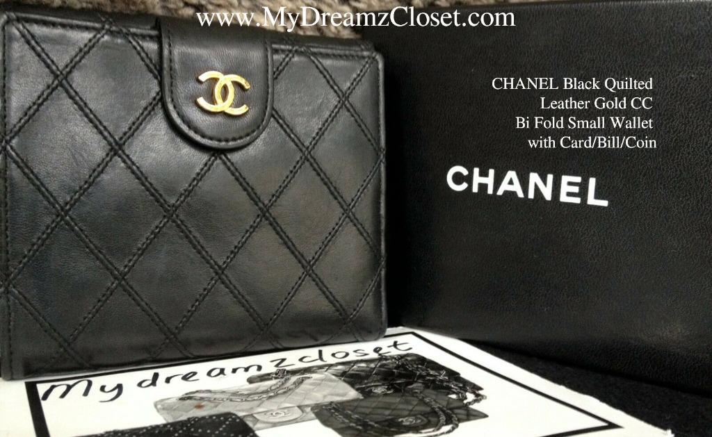 CHANEL Black Quilted Leather Gold CC Bi Fold Small Wallet with Card/Bill/ Coin, Women's Fashion, Bags & Wallets, Purses & Pouches on Carousell