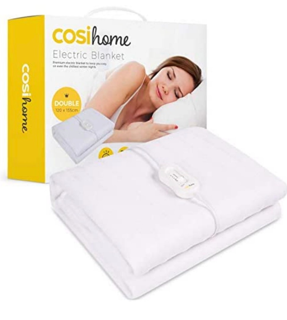 Cosi Home Premium Comfort Double Electric Blanket Control with 3 Heat Settings Polyester White