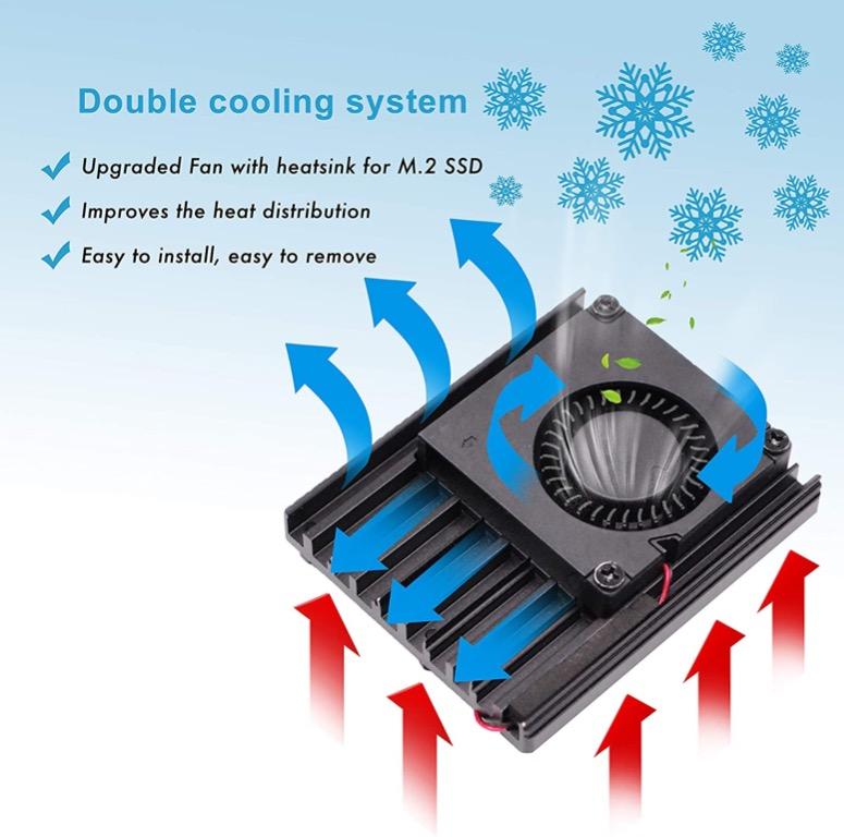 EZDIY-FAB Dual M.2 Adapter with Heatsink and Fan Cooling System, M.2 ...