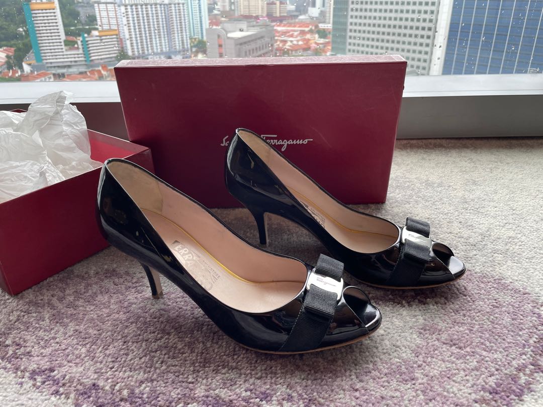 Ferragamo peep new arrivals toe heels
