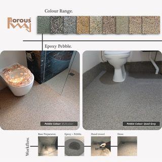 Toilet overlay flooring with holiday feels (Epoxy Pebble / Epoxy Flake) 
