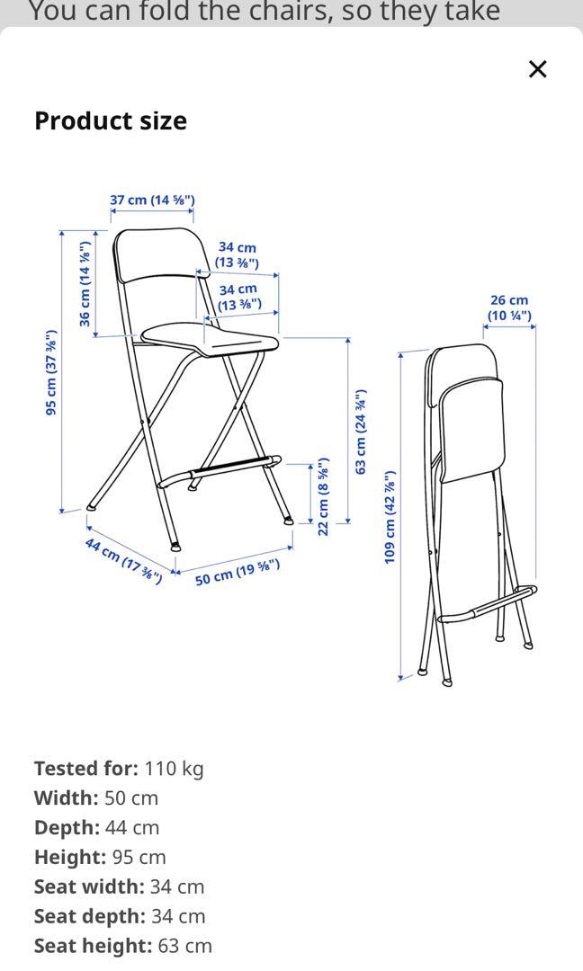 Ikea Franklin foldable barstool, Furniture & Home Living, Furniture