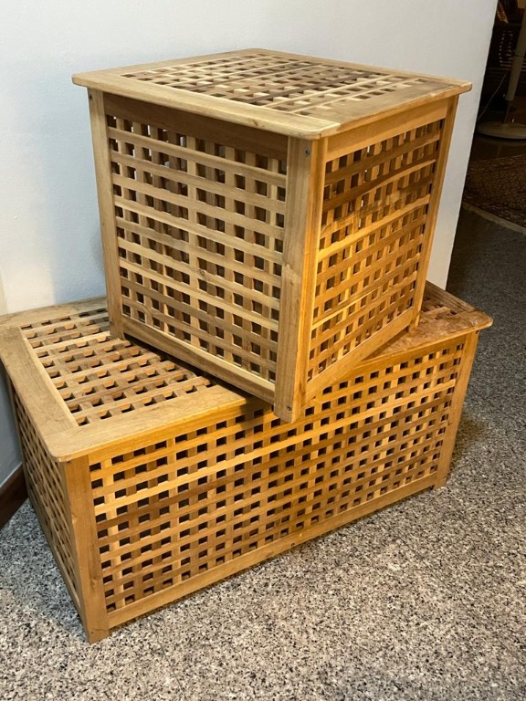 IKEA HOL wood storage table / side table, Furniture & Home Living, Home