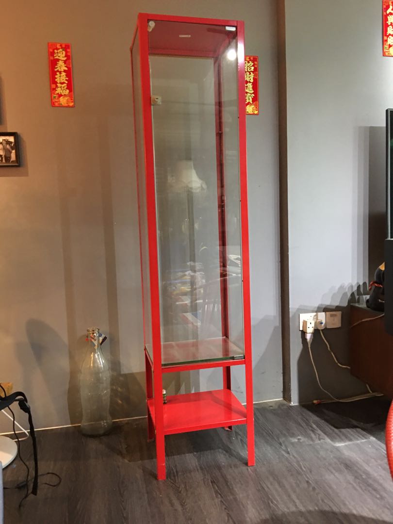 Ikea red cabinet on sale with glass doors