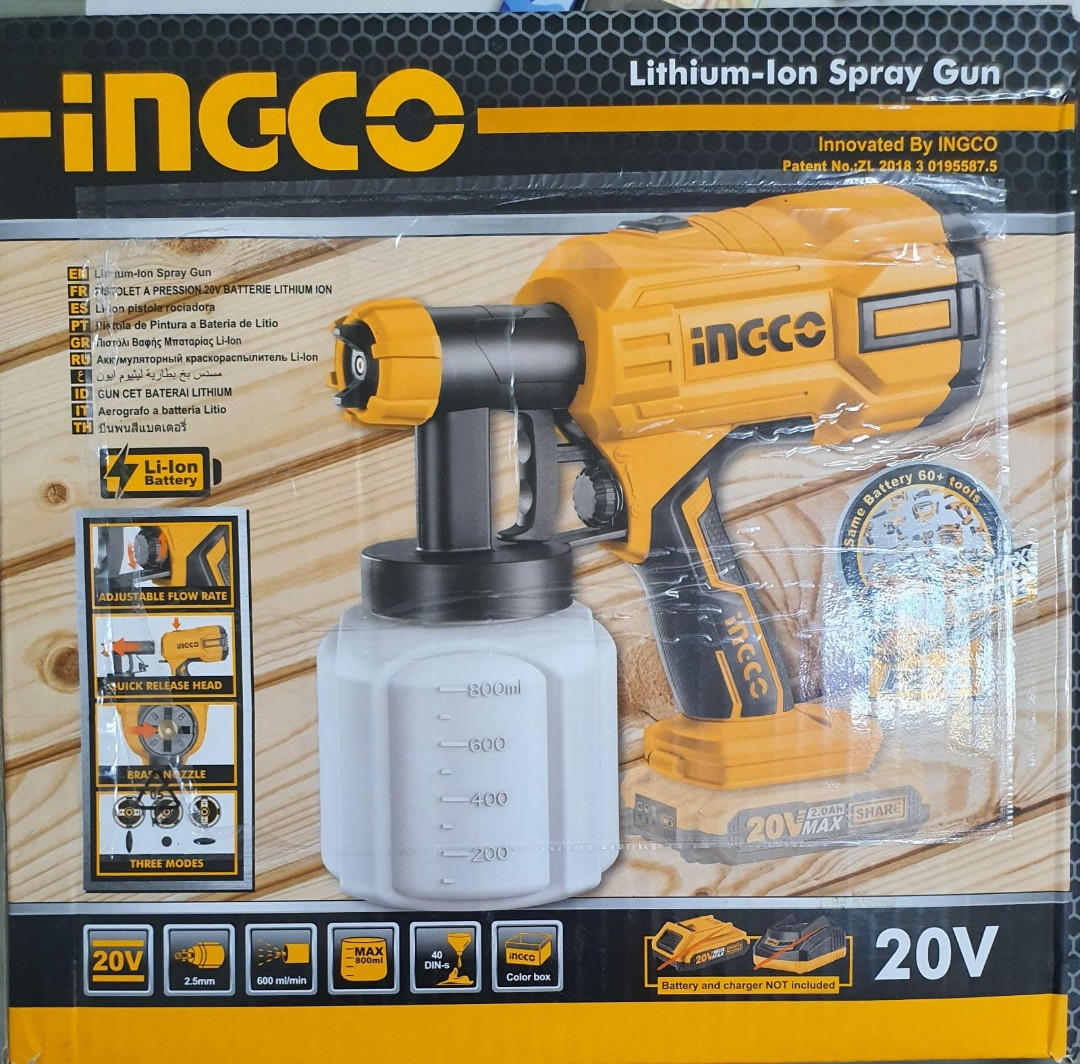 INGCO Cordless Paint Sprayer (Battery and Charger not Included) Lithium