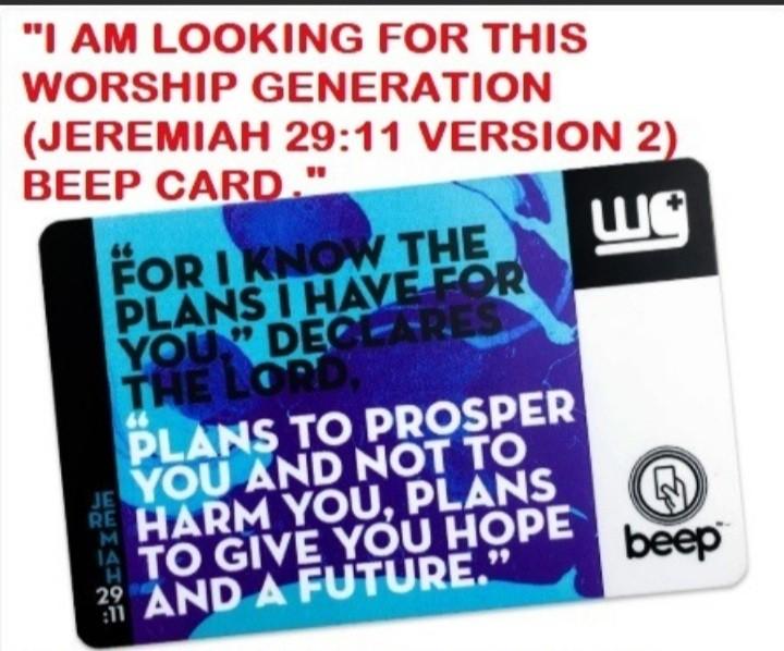 LOOKING FOR WORSHIP GENERATION BEEP CARD JEREMIAH 29:11 VERSION 2 (Category: Looking For) located in Quezon City. Submitted by STARKADA (Listing ID 278023596, Image 1). Description: Looking For The "WORSHIP GENERATION JEREMIAH 29:11 VERSION 2 BEEP CARD" to "SWAP" or "TRADE-IN" with my "WORSHIP GENERATION JOHN 3:16 BEEP CARD".