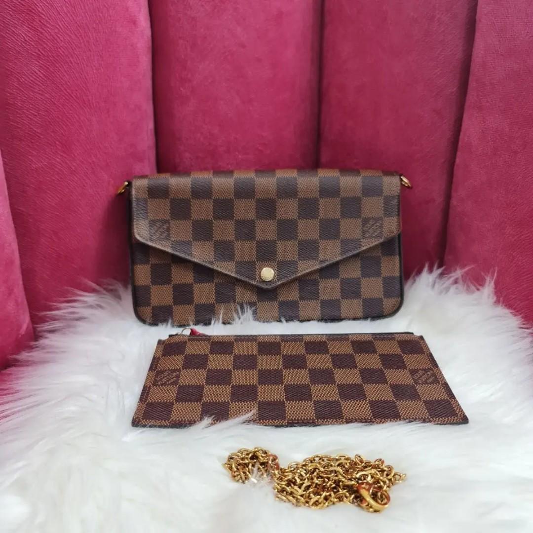 Authentic L V Felicie Pochette Damier Ebene Bag Year: 2021, Luxury, Bags &  Wallets on Carousell