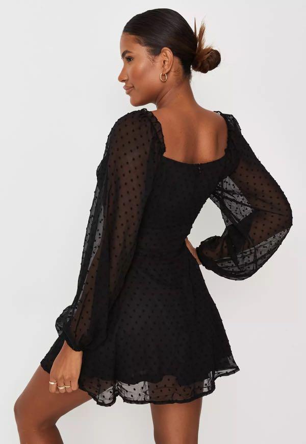 Missguided | black dobby dress, Women's 