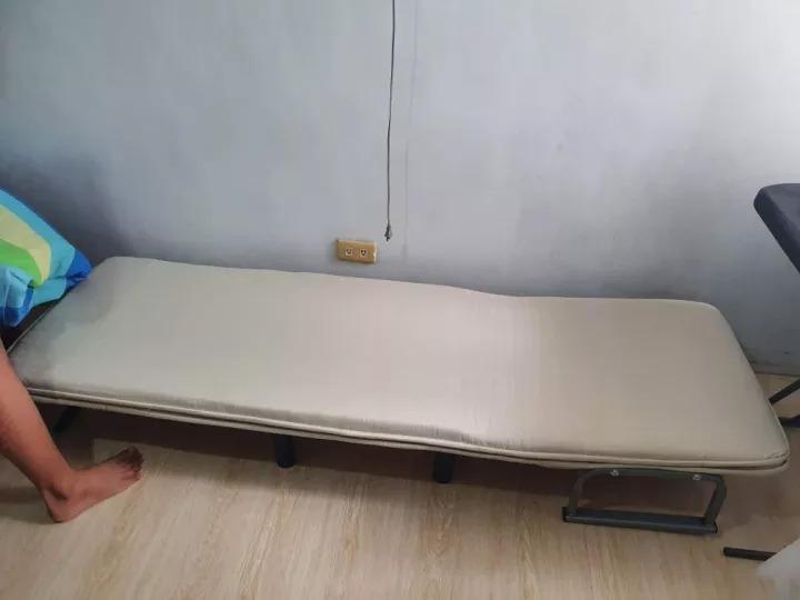 New Foldable Reclining Convertible Sofa Bed (Category: Chairs) located in Manila. Submitted by affordshopz (Listing ID 1109223589, Image 2). Description: Specific Use:Living Room Sofa COLOR: Khaki, Grey and Blue General Use: Home Furniture Material:Fabric, Steel + foam + Fabric Style:SOFA BED Regional Style:European style Type ::single sofa bed General usage sofa bunk bed Weight:16kg-42kg Open Width Size:68/80 Open Length:190cm Open Highth:26cm M