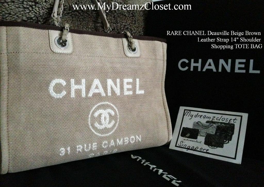 RARE CHANEL Deauville Beige Brown Leather Strap 14 Shoulder Shopping TOTE  BAG, Women's Fashion, Bags & Wallets, Purses & Pouches on Carousell
