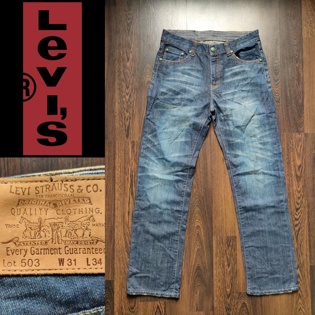 RARE JAPAN LEVI'S 503 Leather Patch JEANS, Men's Fashion, Activewear on  Carousell