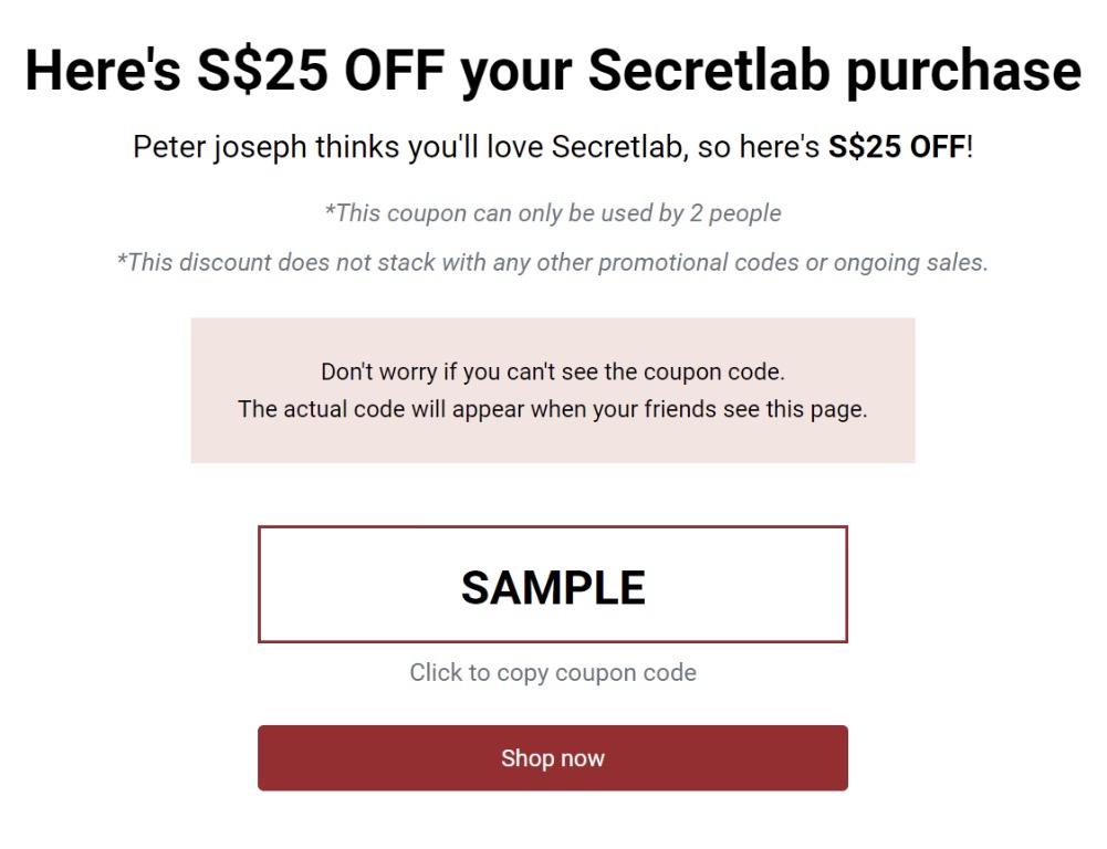 SECRETLAB 25 OFF REFERRAL CODE FREE Furniture Home Living