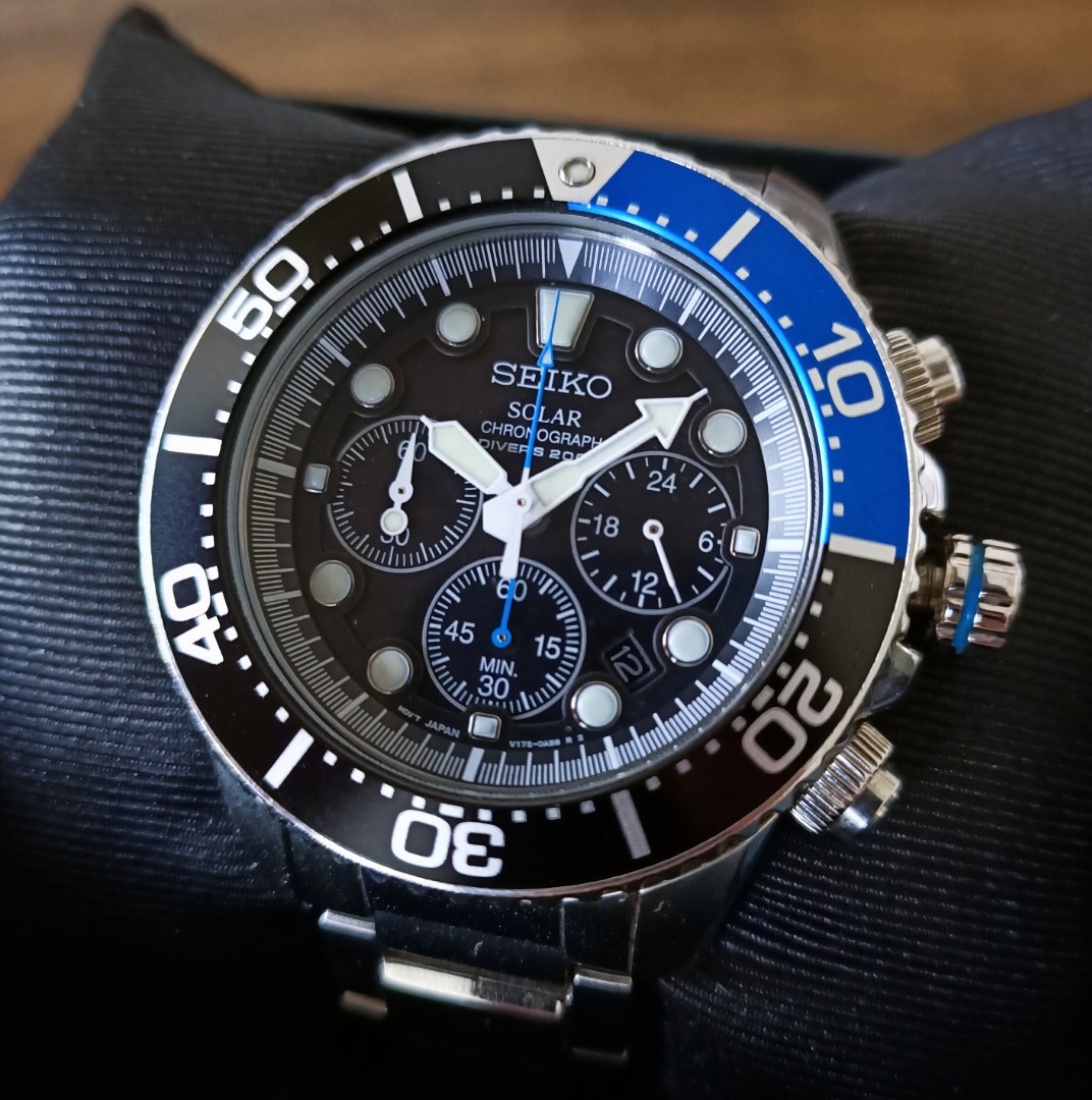 Seiko Batman Solar Chronograph Gen 1 Quartz Divers Watch SSC017P1  (Discontinued), Men's Fashion, Watches & Accessories, Watches on Carousell