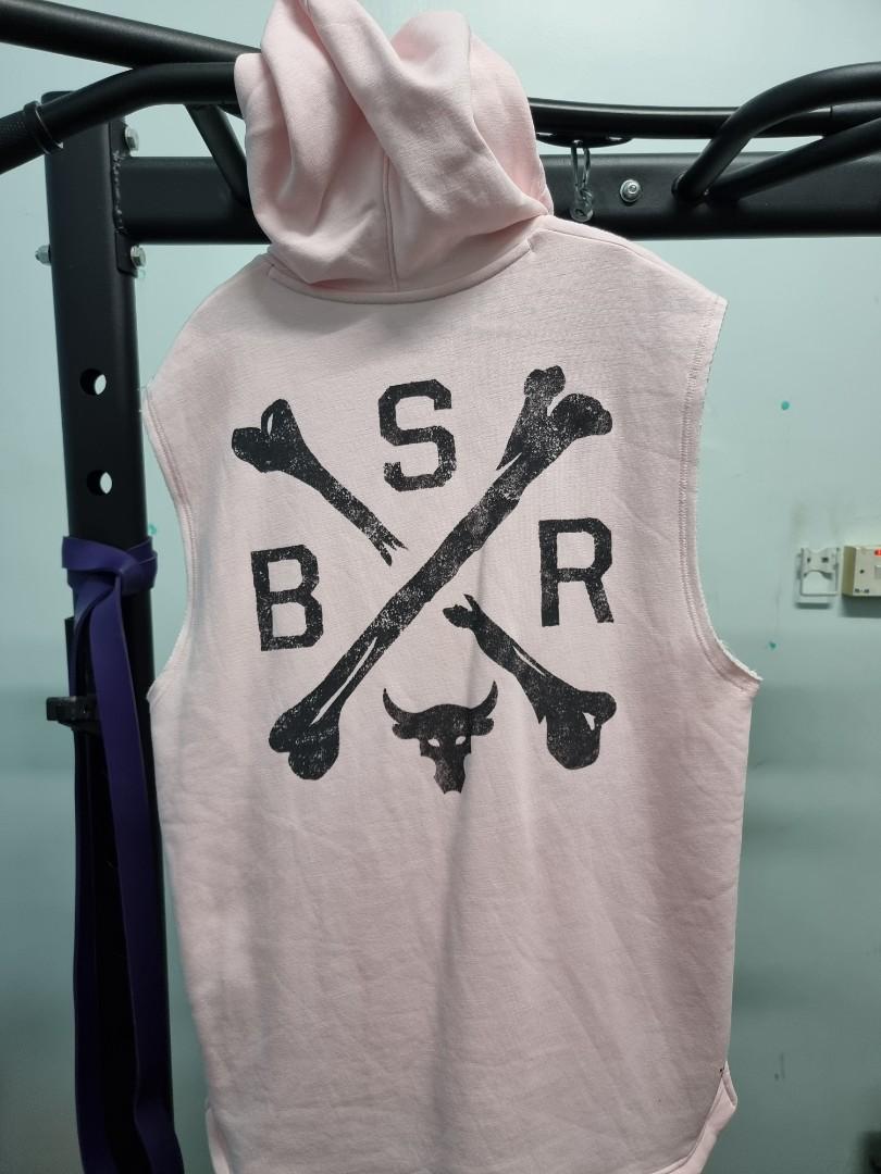 The rock pink sleeveless hoodie on sale