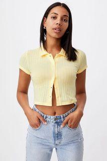 Yellow polo || Amelia polo placket tee