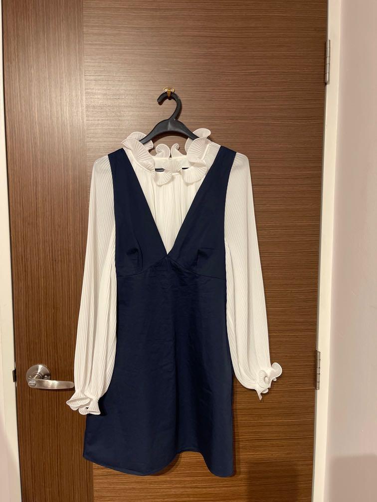 Zara blue v neck dress clearance