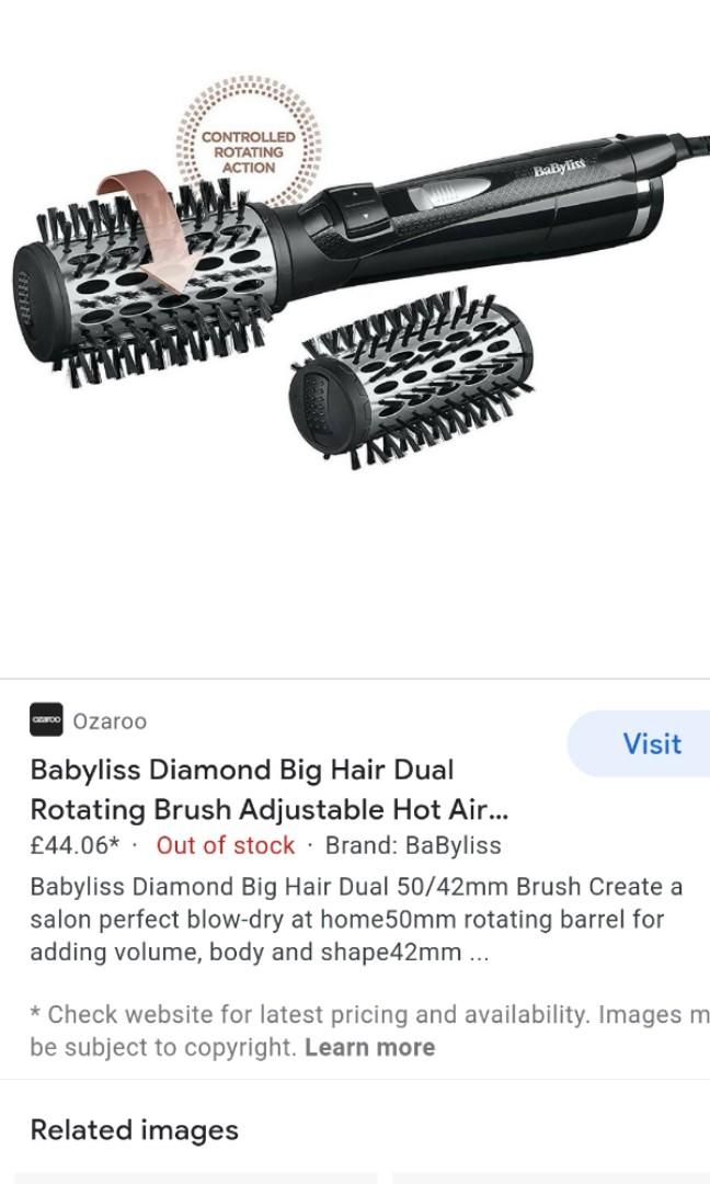 100 AUTHENTIC BABYLISS DIAMOND BIG HAIR DUAL ROTATING BRUSH 2995U