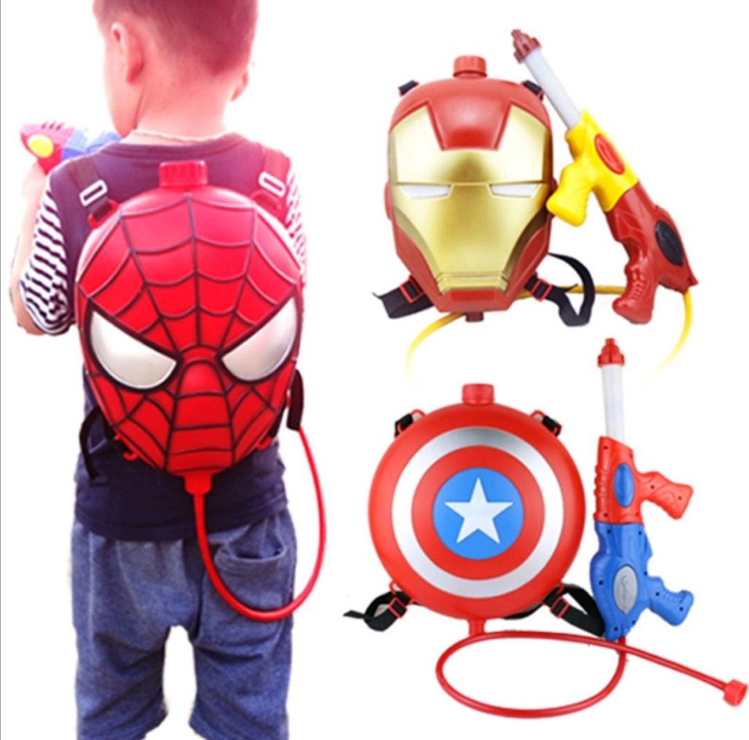 MARVEL Avengers Captain America Backpack Water Gun Squirt Shoots for Kids 