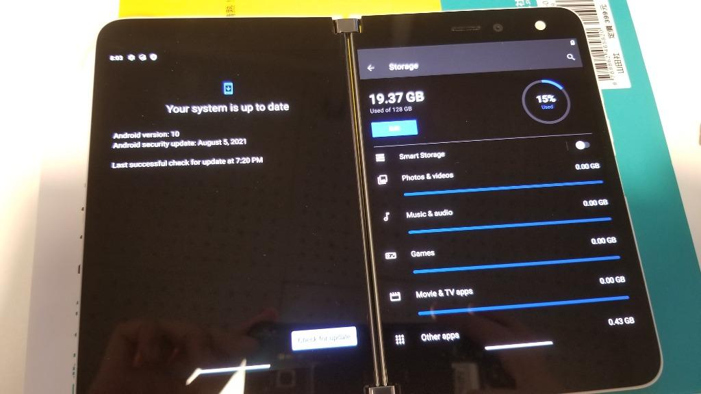99%新Microsoft Surface Duo 128GB UNLOCKED, 手提電話, 手機, 其他 