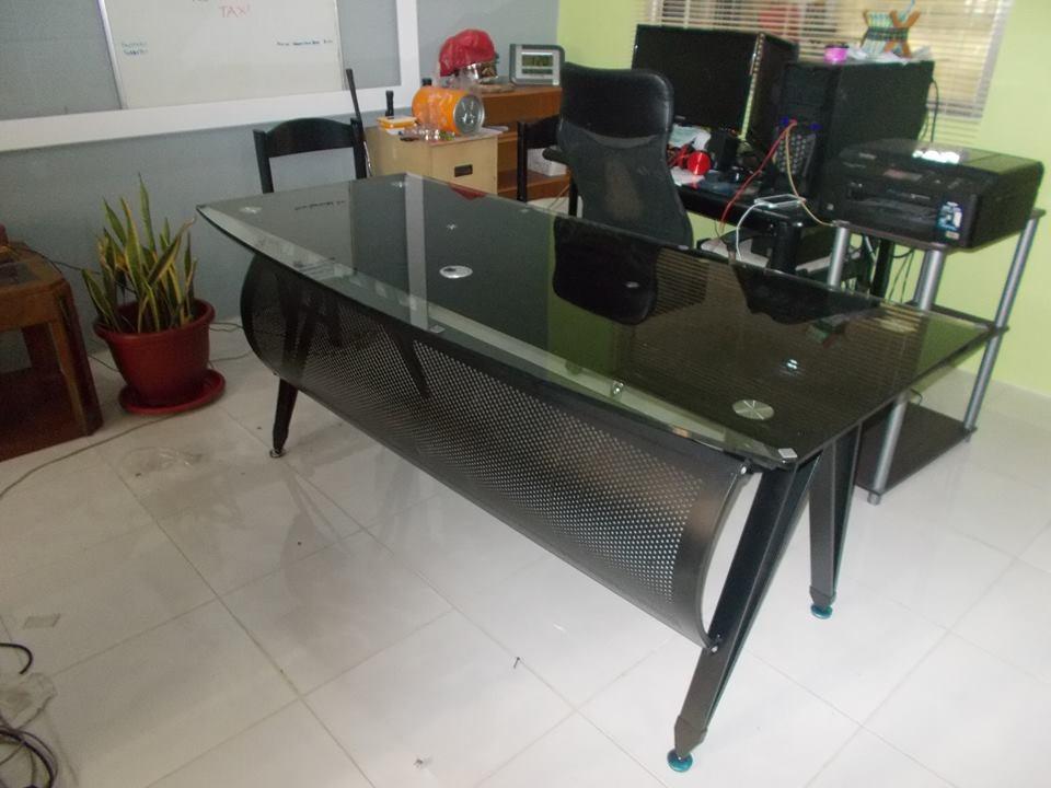  Executive Office Table / Glass top , Furniture & Home Living, Office Furniture & Fixtures on