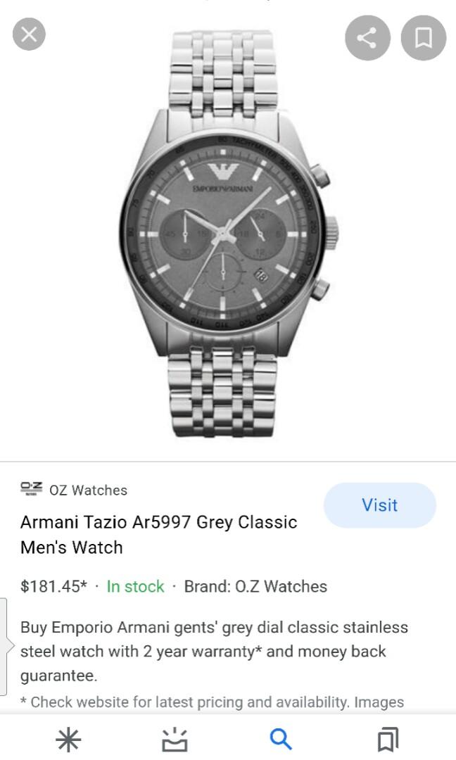 ARMANI TAZIO AR5997 GREY CLASSIC MEN S WATCH