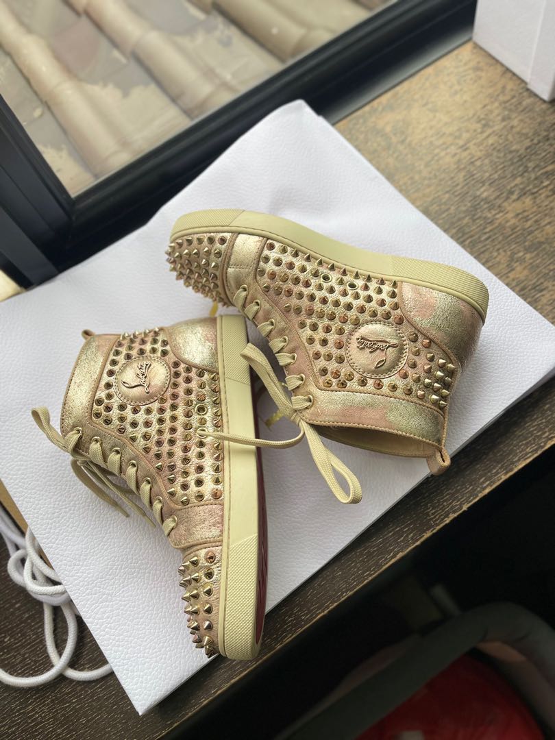 Authentic Christian Louboutin Rose Gold Sneakers Women Luxury